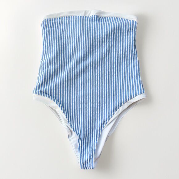 Abercrombie & Fitch Other - Abercrombie & Fitch Marina One-Piece Swimsuit Striped Seersucker Size M Blue